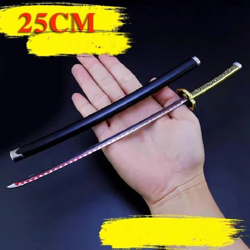 Demon Slayer Sword 25cm Agatsuma Zenitsu Nichirin Blade Alloy Katana Sword Japanese Anime Weapon Model Gift Toys for Children