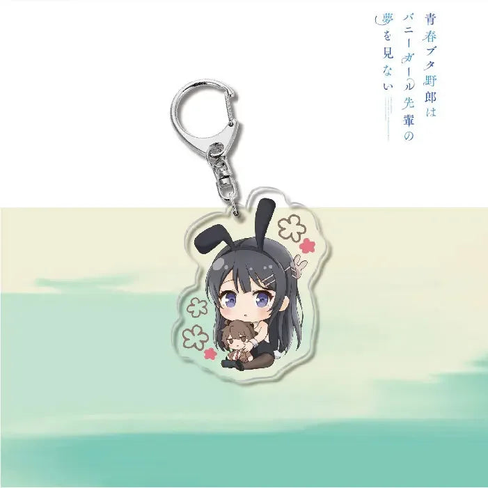 Anime Rascal Does Not Dream of Bunny Girl Keychain Cartoon Figure Senpai Sakurajima Mai Acrylic Pendant Keyring