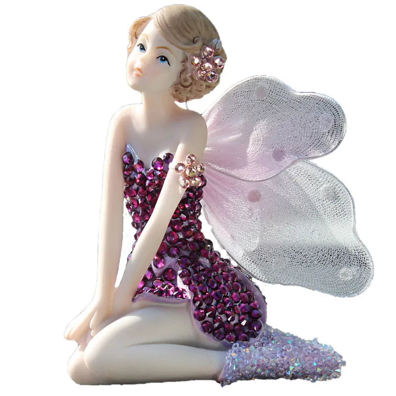 Car Ornament Anime Model Kawaii Diamond Wings Angel Ballet Girl Figure Auto Interior Decoration Women Pink Dashboard Accessories