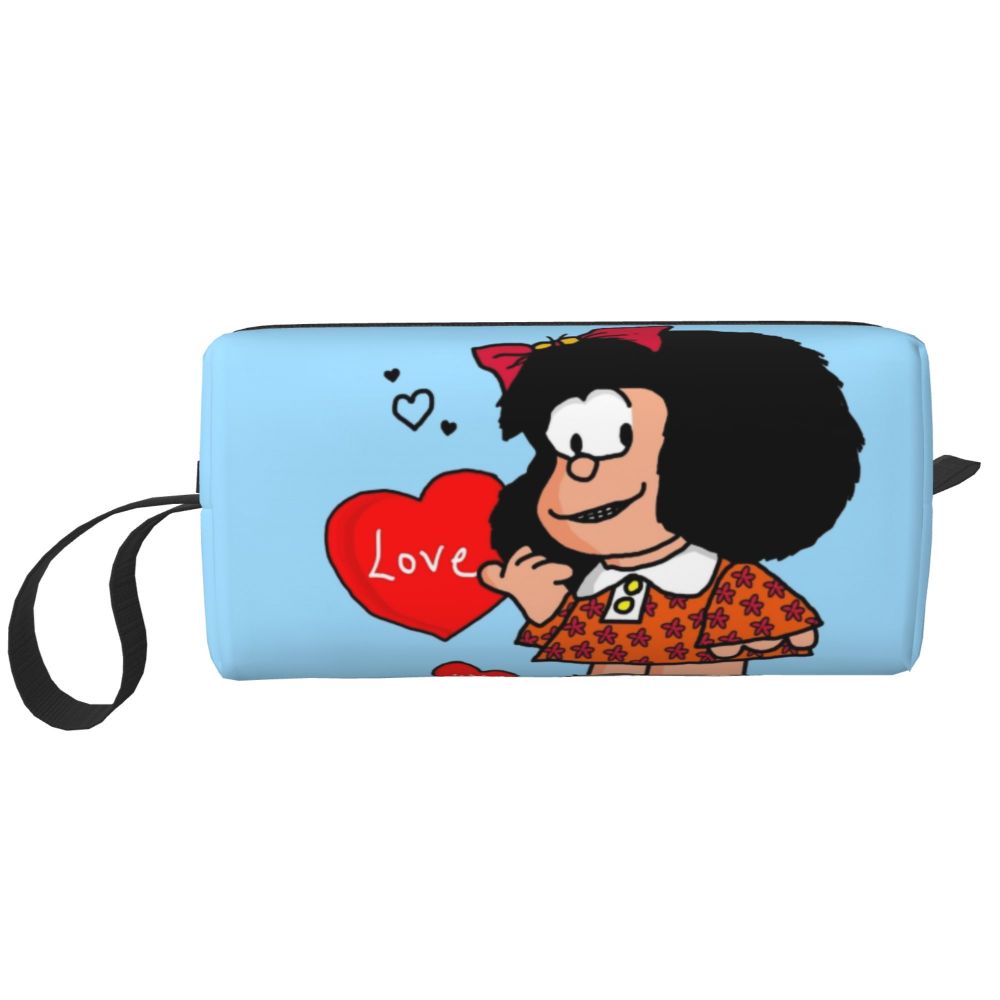 Custom Mafalda Balloon Heart Makeup Bag Women Travel Cosmetic Organizer Quino Manga Cartoon Storage Toiletry Bags Dopp Kit Case