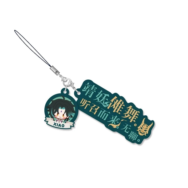 Anime Game Genshin Impact Character Lines Series Cosplay Epoxy Pendant Cartoon Metal Keychain Halloween Gift Xiao Albedo Kazuha