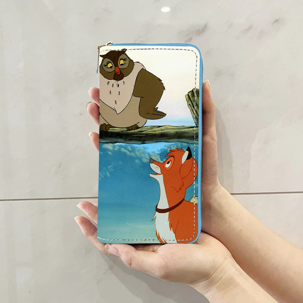 Disney Fox and Hound Tod & Copper Anime Briefcases Wallet Cartoon Zipper Coin Bag Casual Purses Card Storage Handbag Gift