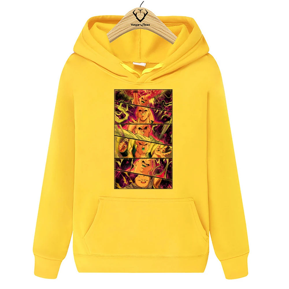 Funny Creative Japan Anime Z MAJIN BUU Eyes Cartoon Hoodies Pop Printed Tops punk Hip Hop unisex Streetwear Khaki Hoodies