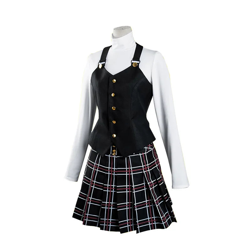 Aboutcos Anime P5/persona 5 Cosplay Costume Set Queen Makoto Niijima Cosplay Set Top+vest+skirt Halloween Harujuku Clothing