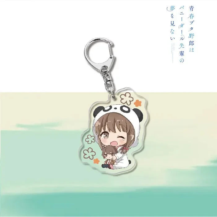 Anime Rascal Does Not Dream of Bunny Girl Keychain Cartoon Figure Senpai Sakurajima Mai Acrylic Pendant Keyring
