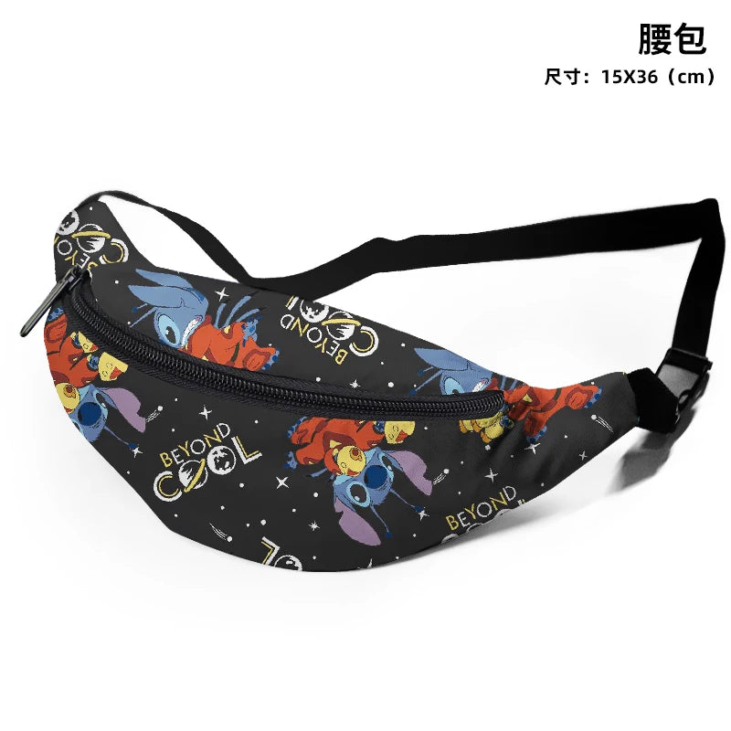 Disney Lilo & Stitch C54671 Anime Chest Bags Cartoon Customized Shoulder Waist Bag Casual Tote Storage Unisex Gift