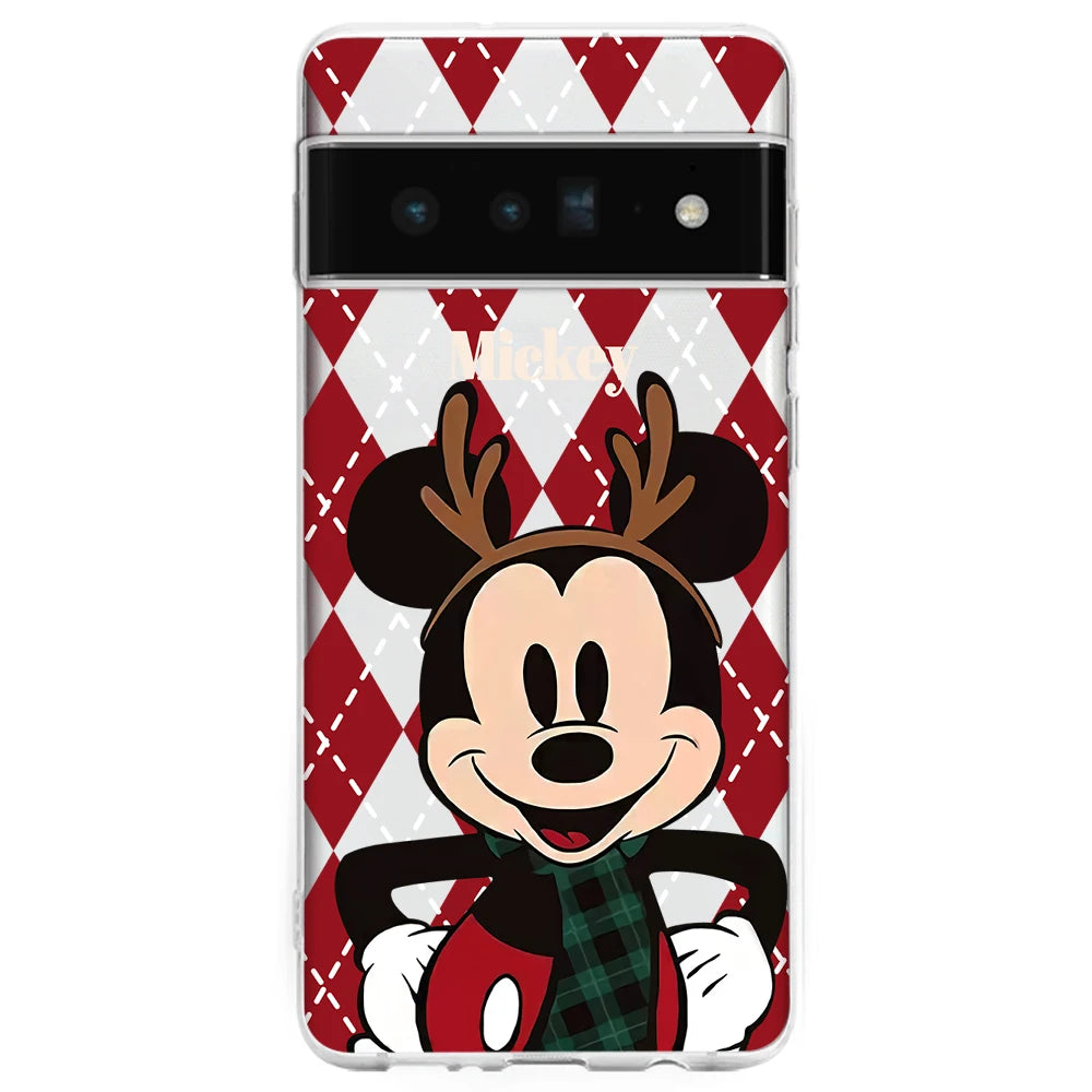 Disney merry christmas Funda de  phone case For Google pixel 7 6 8 A PRO anime cartoon Transparent silicone cover Gift