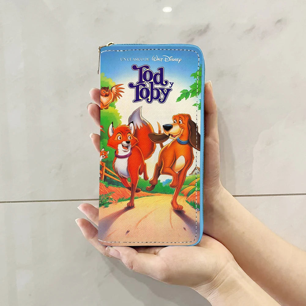 Disney Fox and Hound Tod & Copper Anime Briefcases Wallet Cartoon Zipper Coin Bag Casual Purses Card Storage Handbag Gift