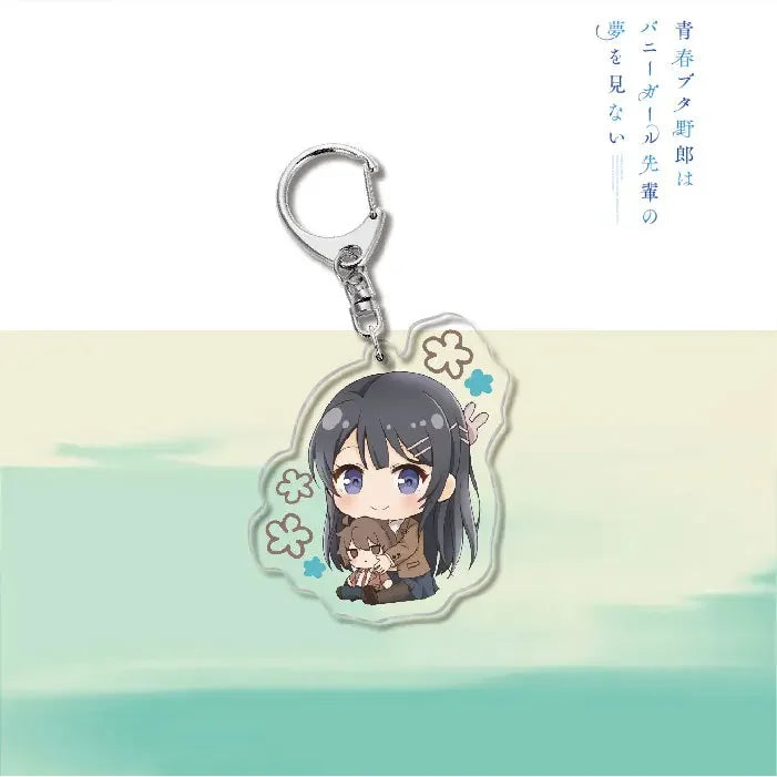 Anime Rascal Does Not Dream of Bunny Girl Keychain Cartoon Figure Senpai Sakurajima Mai Acrylic Pendant Keyring