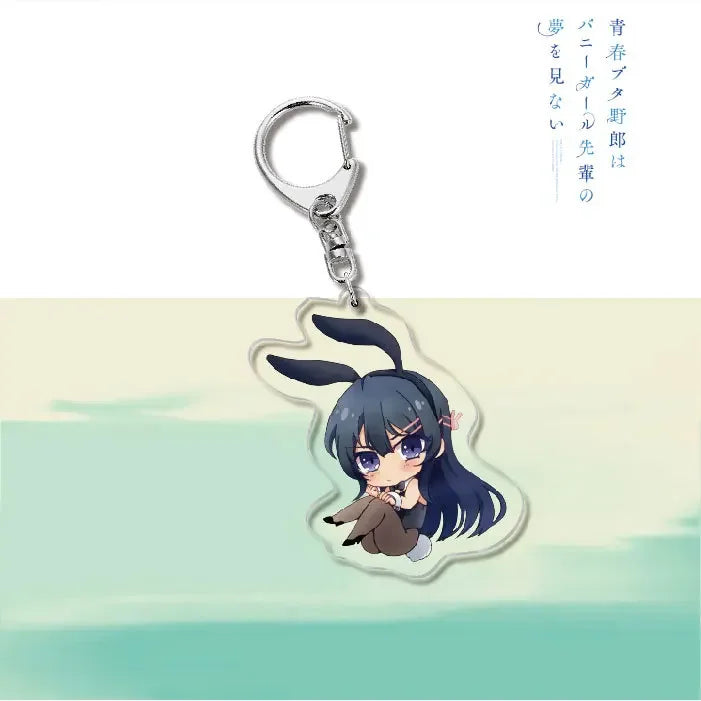 Anime Rascal Does Not Dream of Bunny Girl Keychain Cartoon Figure Senpai Sakurajima Mai Acrylic Pendant Keyring