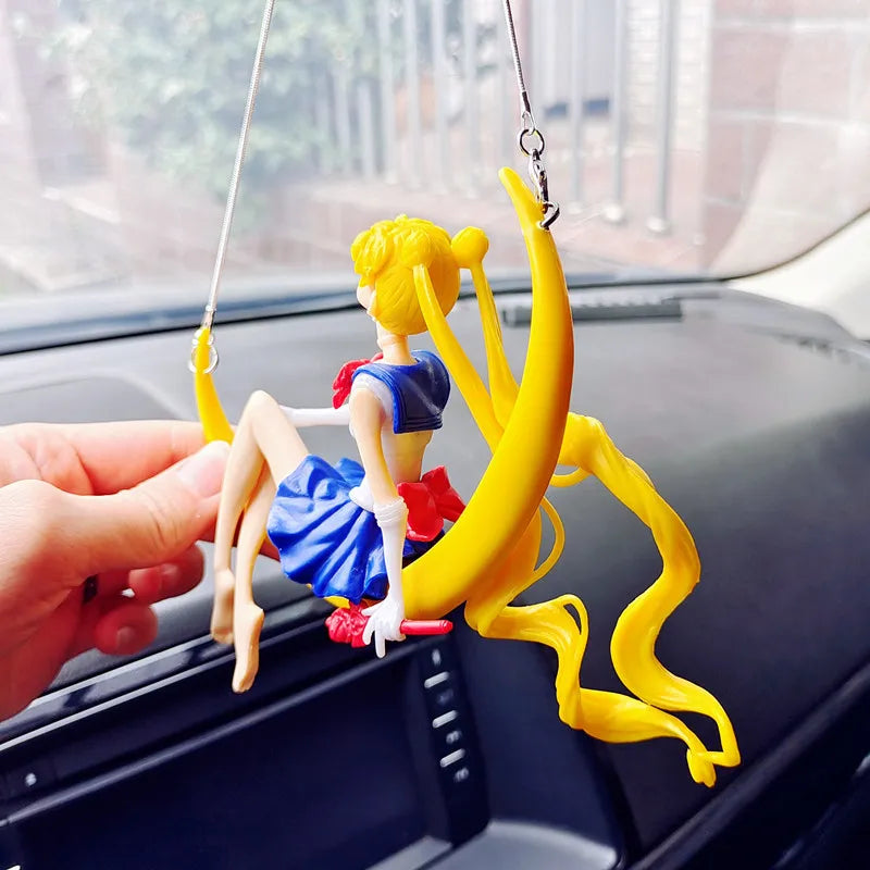 Car Pendant Cute Anime Swing Sailor Moon Hanging Auto Interior Rearview Mirror Beautiful girl Decoration Accessories Girls Gifts