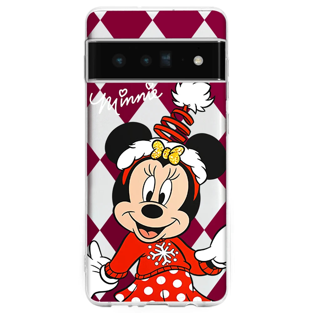 Disney merry christmas Funda de  phone case For Google pixel 7 6 8 A PRO anime cartoon Transparent silicone cover Gift