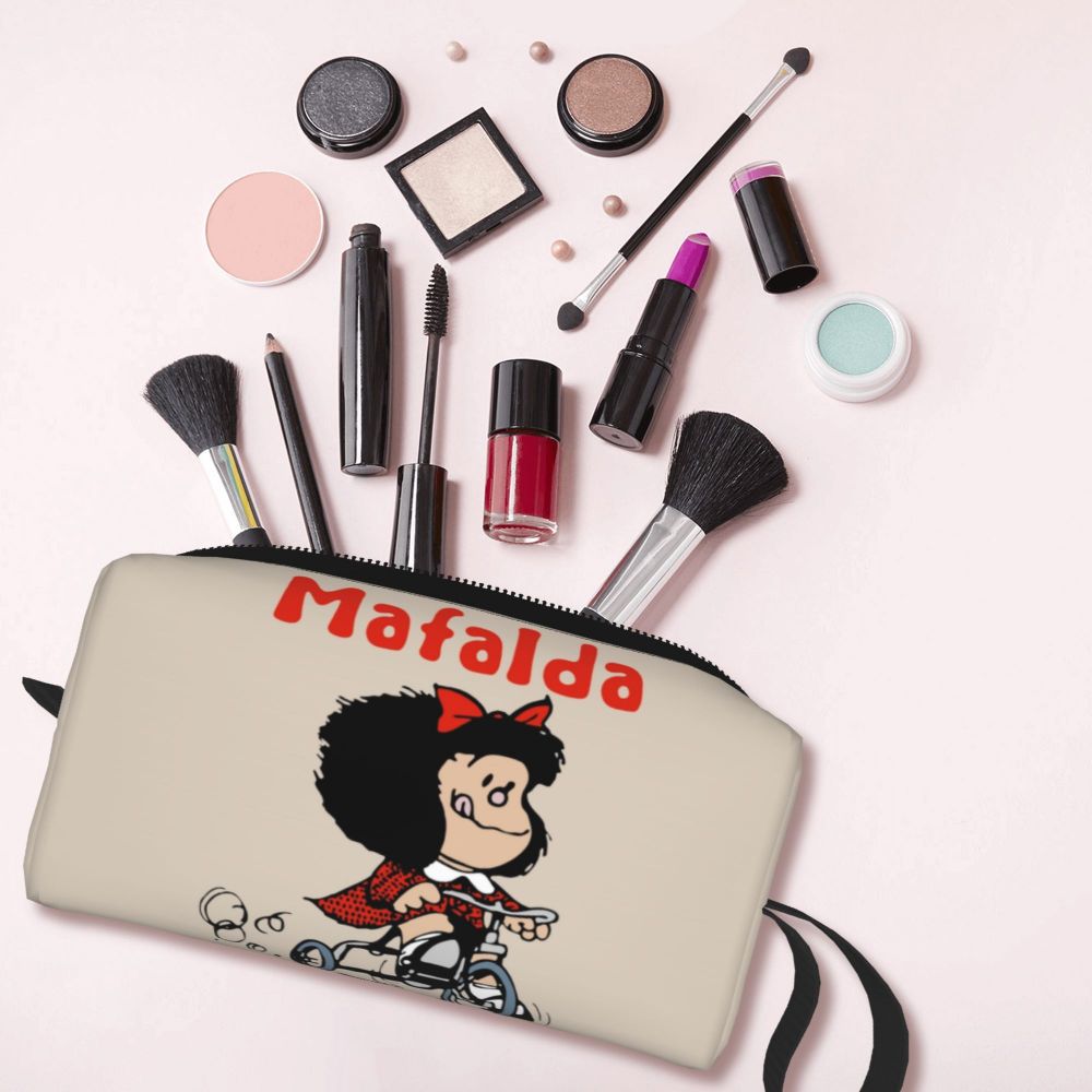 Custom Mafalda Balloon Heart Makeup Bag Women Travel Cosmetic Organizer Quino Manga Cartoon Storage Toiletry Bags Dopp Kit Case