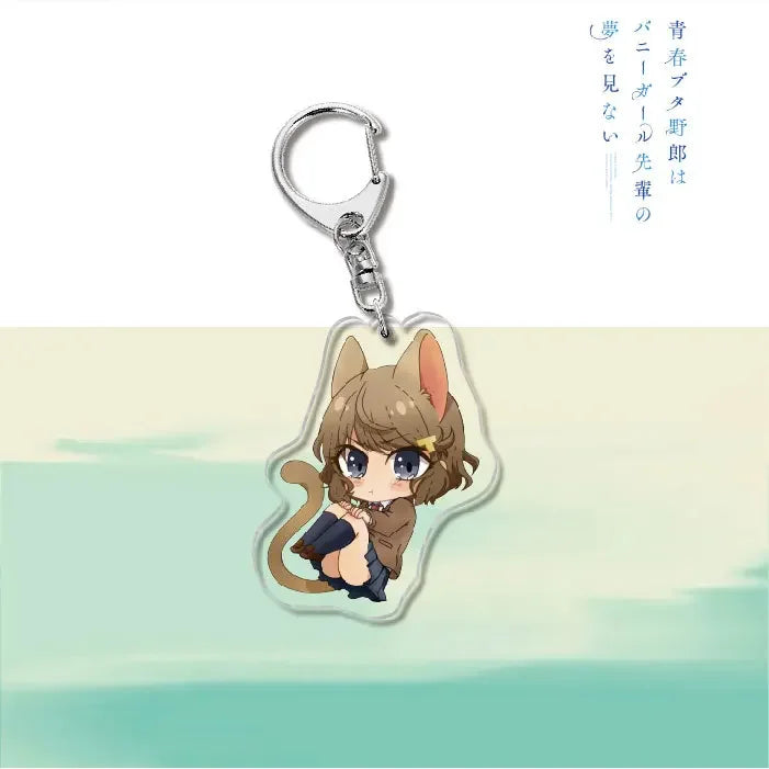 Anime Rascal Does Not Dream of Bunny Girl Keychain Cartoon Figure Senpai Sakurajima Mai Acrylic Pendant Keyring