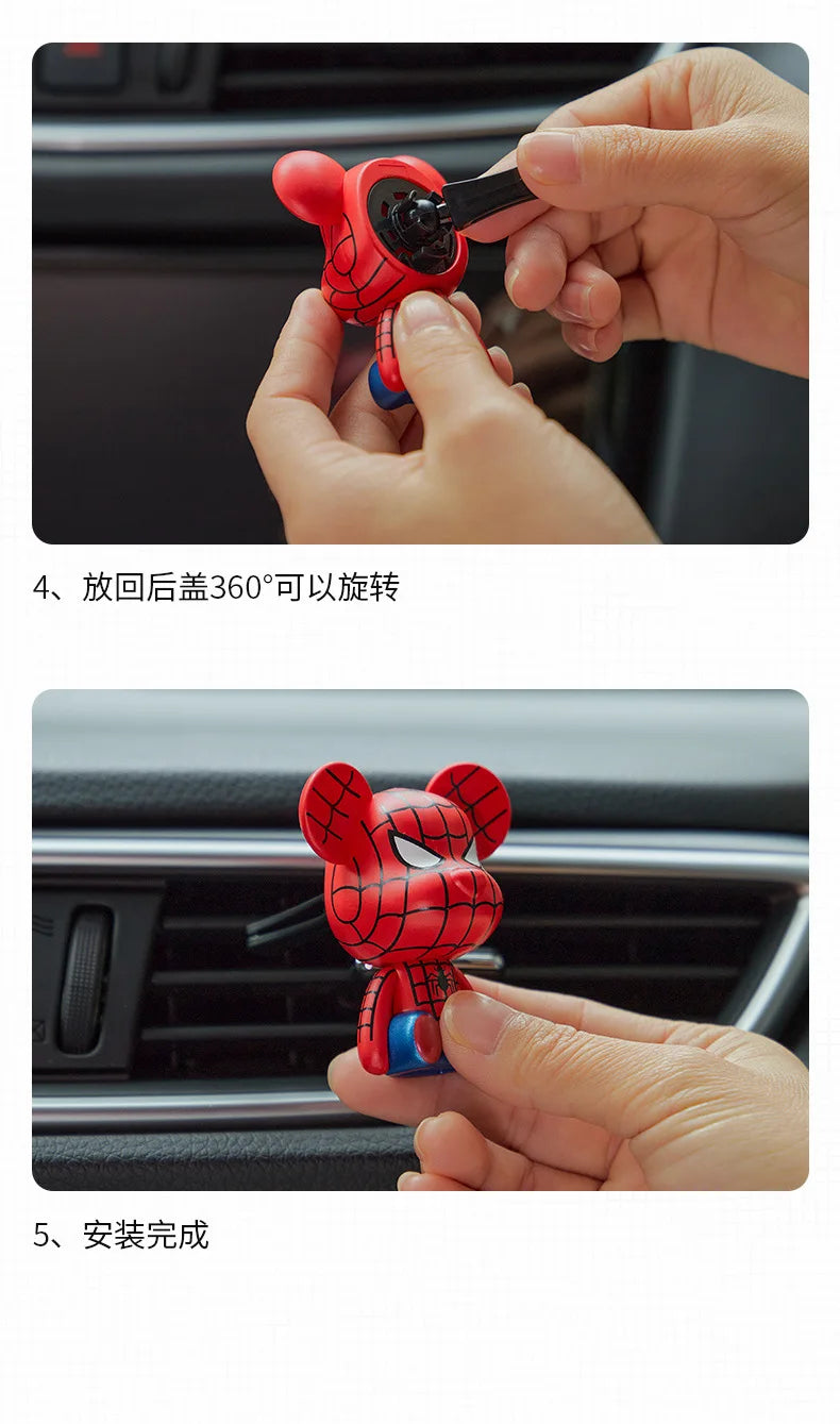 Disney Anime Marvel Movie Figure Iron Man Captain America Model Car Air Freshener Ornament Auto Vent Perfume Decor Accessories
