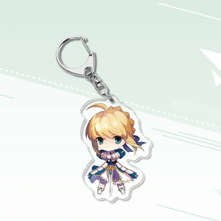Fate Keychain Man Key Chain Acrylic Women Key Holder Couples Keyring Anime Key Ring Cartoon Pendant Funny Brelok Grand Order