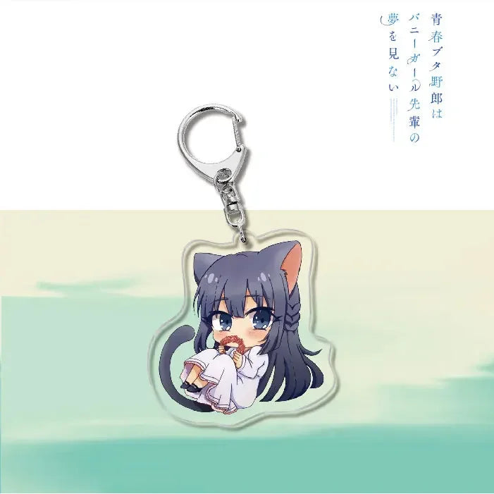 Anime Rascal Does Not Dream of Bunny Girl Keychain Cartoon Figure Senpai Sakurajima Mai Acrylic Pendant Keyring