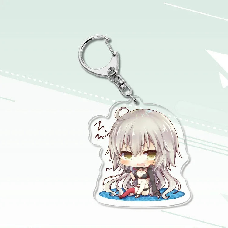 Fate Keychain Man Key Chain Acrylic Women Key Holder Couples Keyring Anime Key Ring Cartoon Pendant Funny Brelok Grand Order