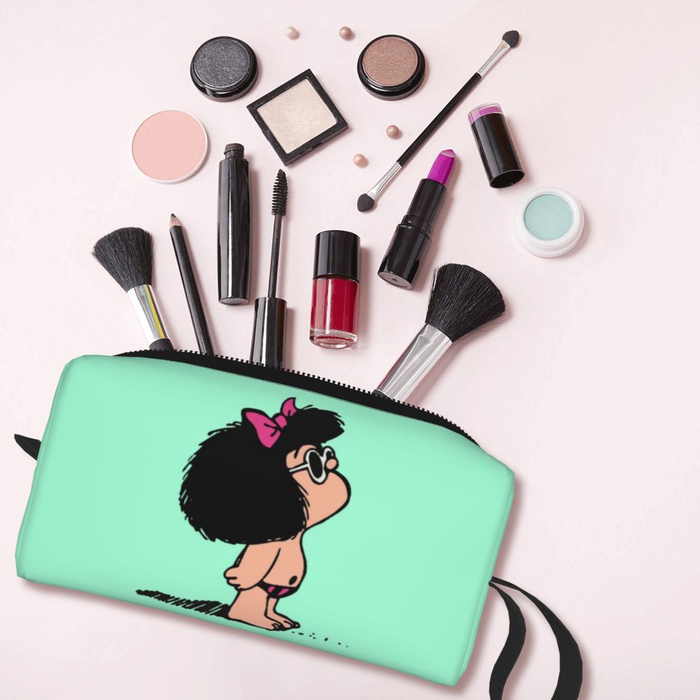 Custom Humor Manga Mafalda Travel Toiletry Bag Women Quino Argentina Cosmetic Makeup Bag Beauty Storage Bags Dopp Kit Box Case