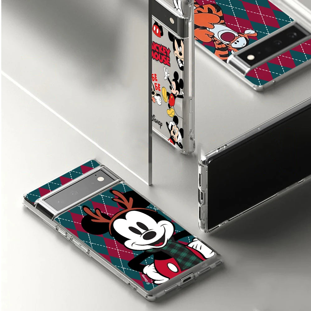 Disney merry christmas Funda de  phone case For Google pixel 7 6 8 A PRO anime cartoon Transparent silicone cover Gift