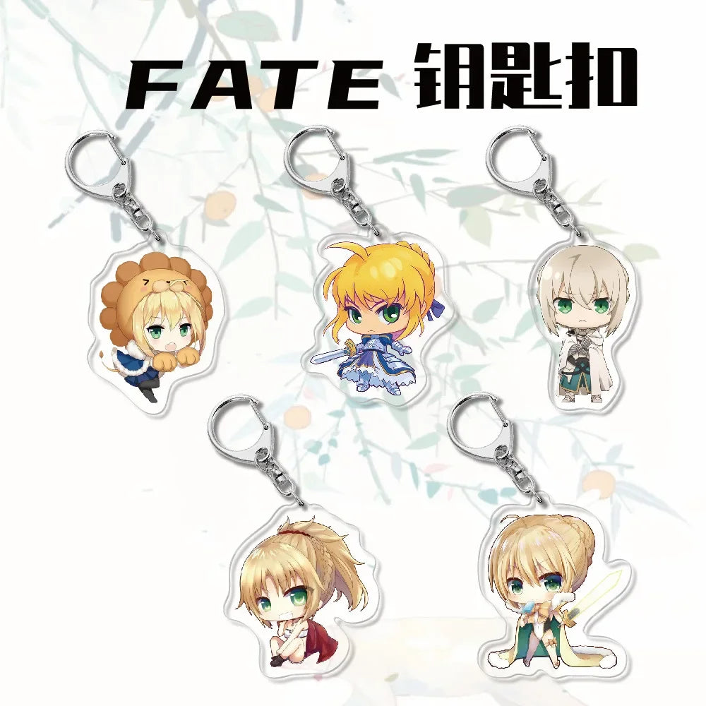 Fate Keychain Man Key Chain Acrylic Women Key Holder Couples Keyring Anime Key Ring Cartoon Pendant Funny Brelok Grand Order