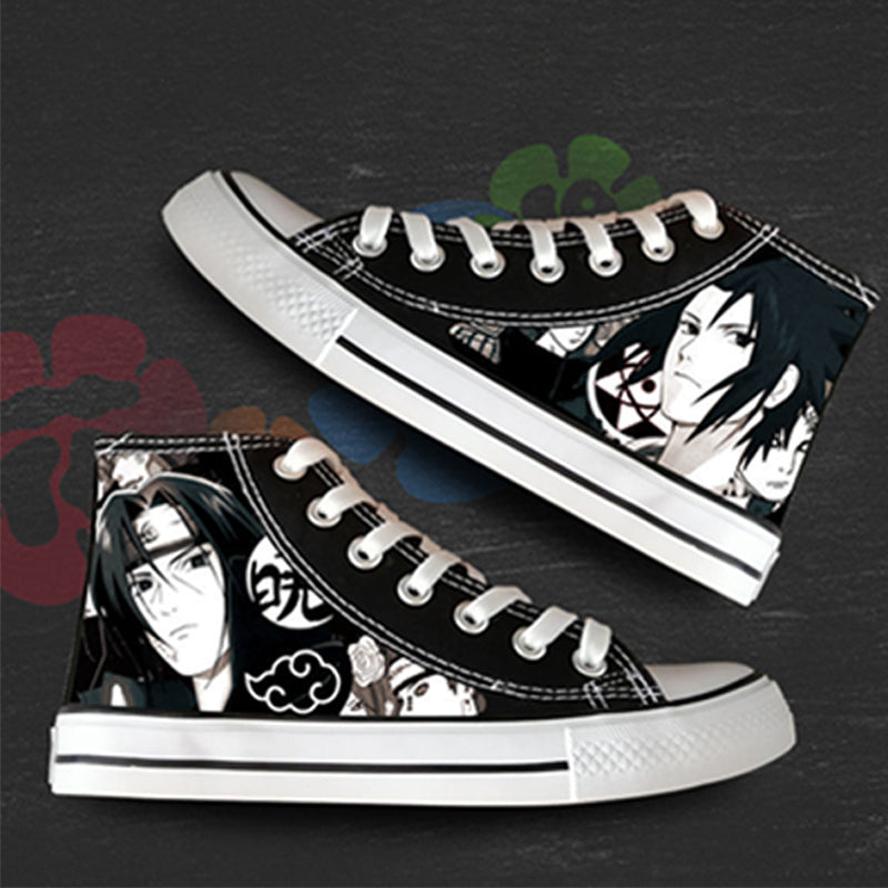Anime NARUTO Canvas Shoes Sasuke Itachi Canvas Sneakers Vulcanized Shoes Children Adolescents Student Fluorescent Shoes Gifts