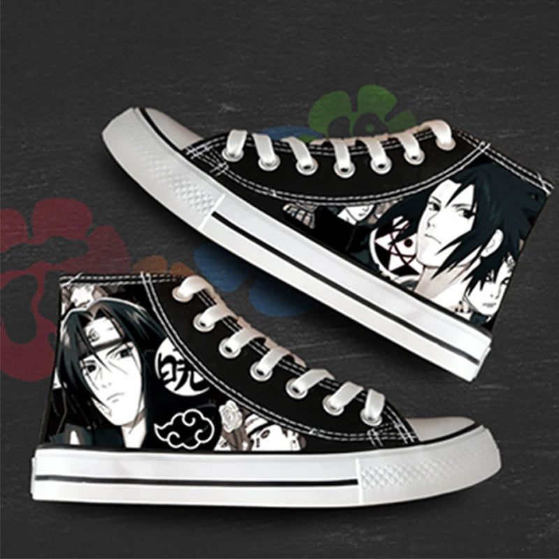 Anime NARUTO Canvas Shoes Sasuke Itachi Canvas Sneakers Vulcanized Shoes Children Adolescents Student Fluorescent Shoes Gifts
