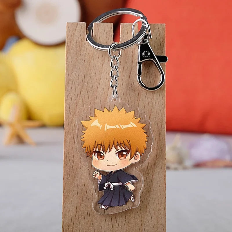 Bleach anime acrylic keychain Kurosaki Ichigo Kuchiki Rukia Byakuya Grimmjow Jeagerjaques cartoon pendant Chaveiro Llaveros gift