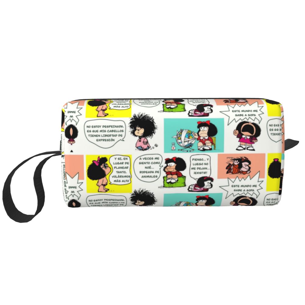 Custom Humor Manga Mafalda Travel Toiletry Bag Women Quino Argentina Cosmetic Makeup Bag Beauty Storage Bags Dopp Kit Box Case