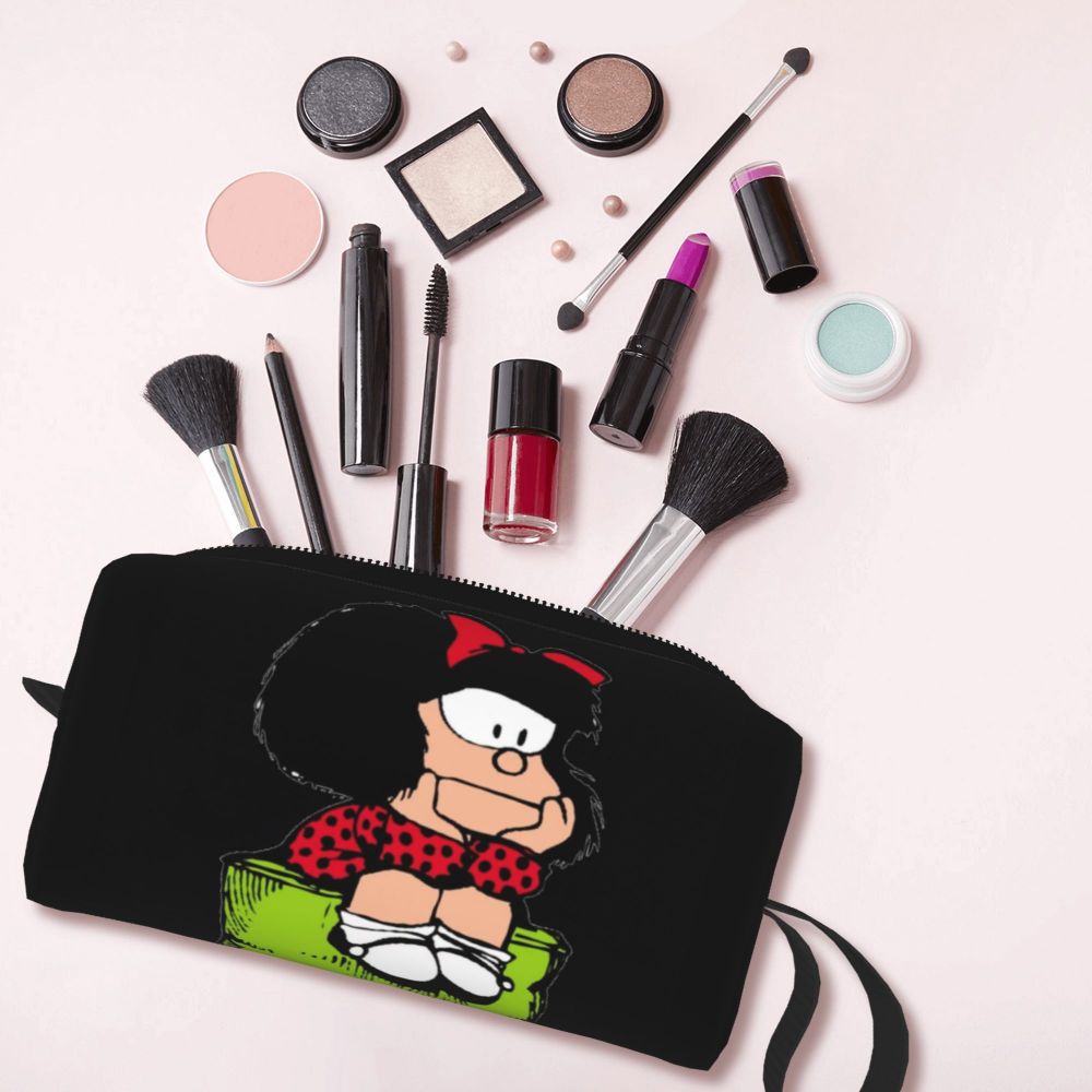 Custom Mafalda Balloon Heart Makeup Bag Women Travel Cosmetic Organizer Quino Manga Cartoon Storage Toiletry Bags Dopp Kit Case