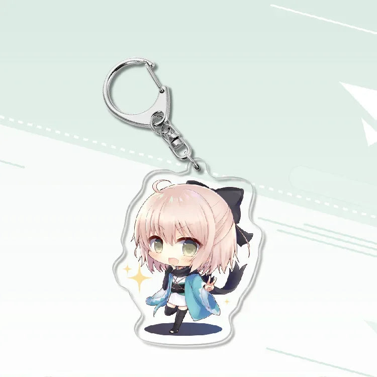 Fate Keychain Man Key Chain Acrylic Women Key Holder Couples Keyring Anime Key Ring Cartoon Pendant Funny Brelok Grand Order