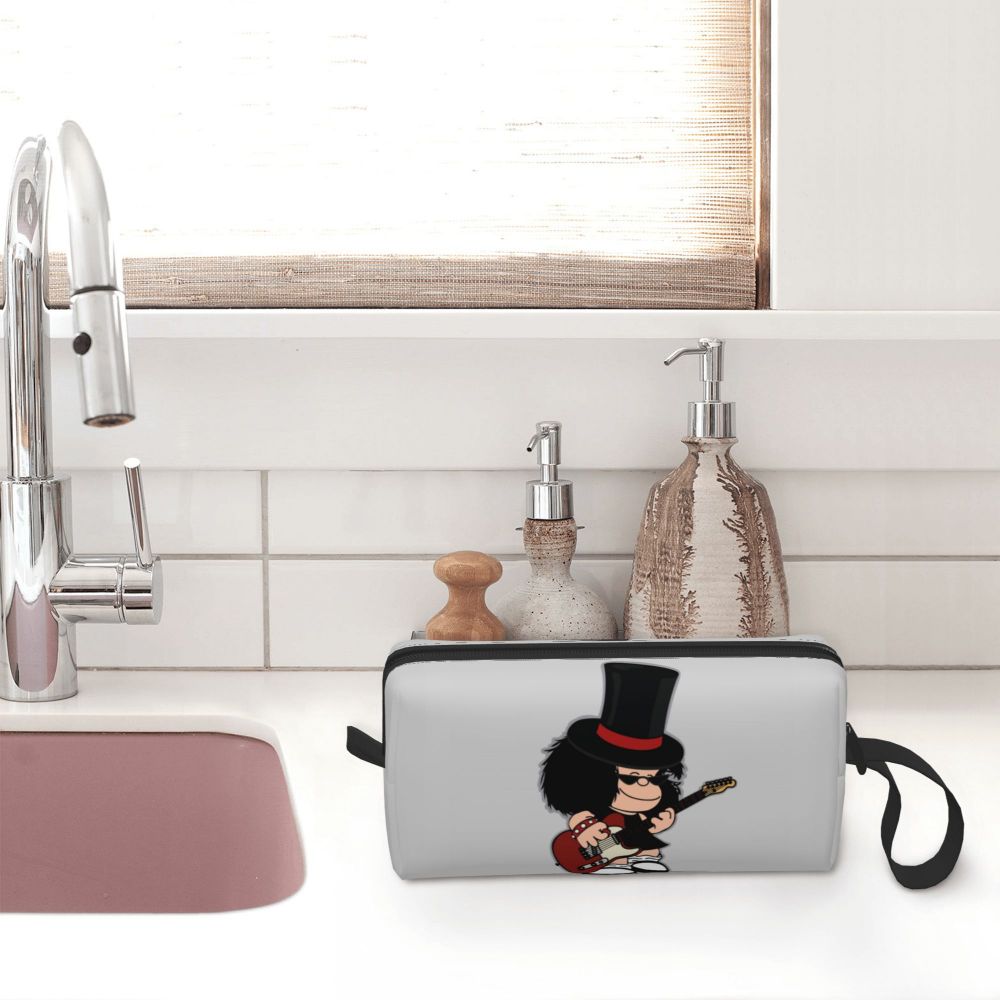 Custom Mafalda Balloon Heart Makeup Bag Women Travel Cosmetic Organizer Quino Manga Cartoon Storage Toiletry Bags Dopp Kit Case