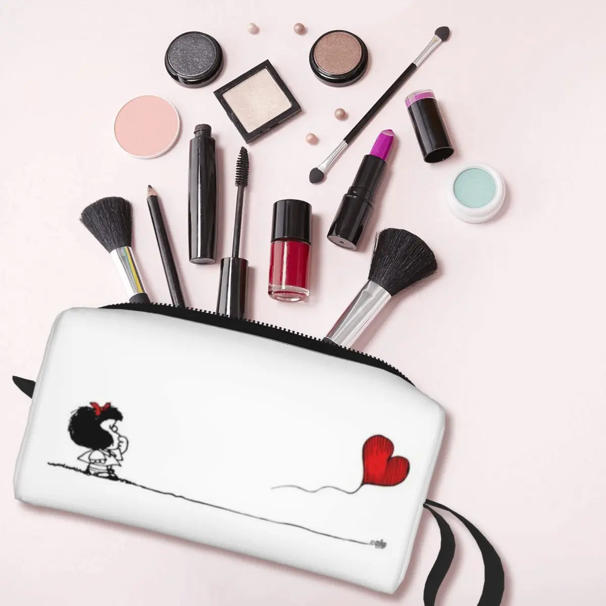 Custom Mafalda Balloon Heart Makeup Bag Women Travel Cosmetic Organizer Quino Manga Cartoon Storage Toiletry Bags Dopp Kit Case