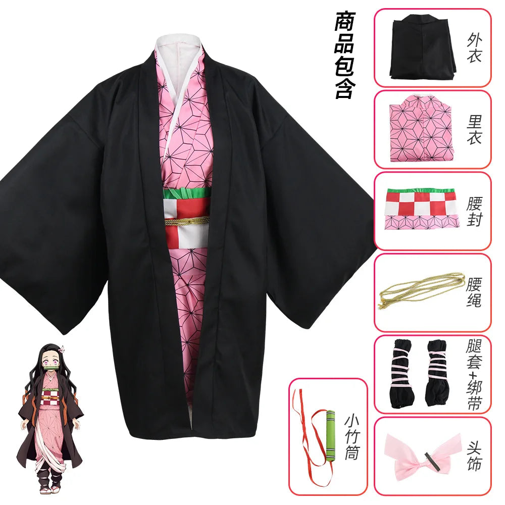 Demon Slayer Cosplay Tanjiro Nezuko Cosplay Kids Shinobu Costume Japanese Anime Cartoon Halloween Costume Christmas Gifts