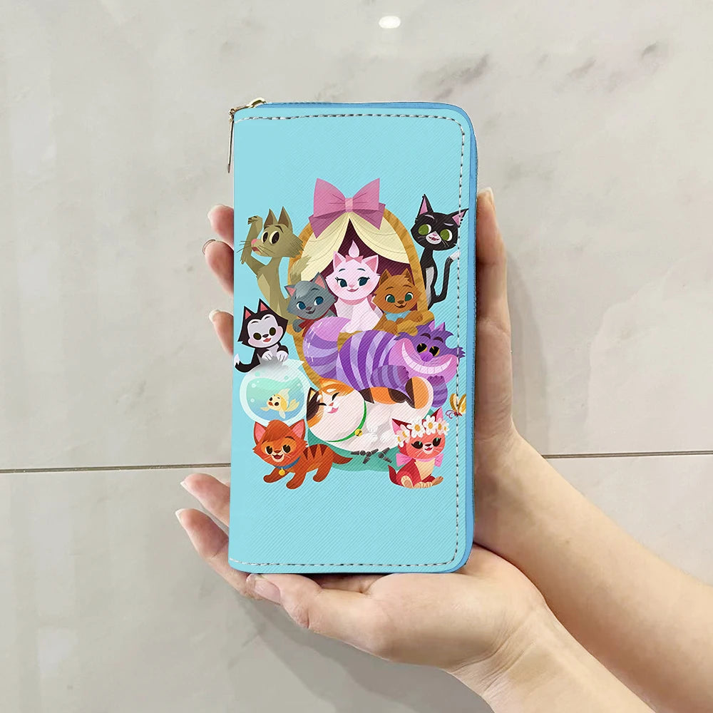 Disney Marie Cat Cheshire cat W5999 Anime Briefcases Wallet Cartoon Zipper Coin Bag Casual Purses Card Storage Handbag Gift