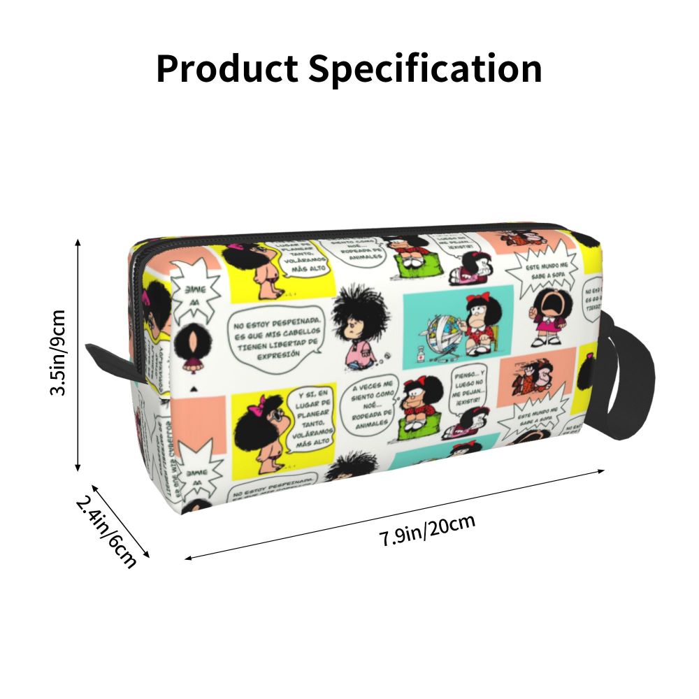 Custom Humor Manga Mafalda Travel Toiletry Bag Women Quino Argentina Cosmetic Makeup Bag Beauty Storage Bags Dopp Kit Box Case