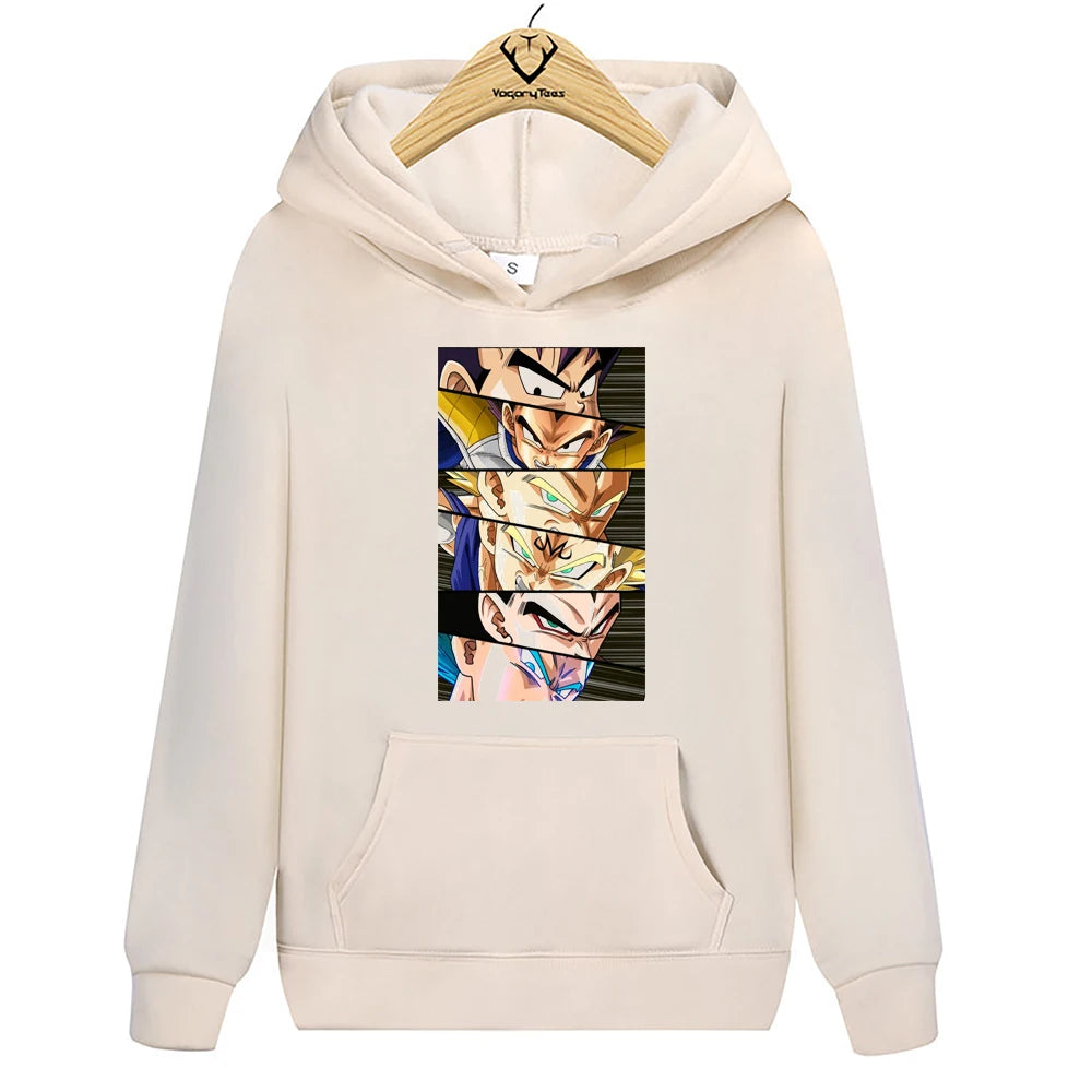 Funny Creative Japan Anime Z MAJIN BUU Eyes Cartoon Hoodies Pop Printed Tops punk Hip Hop unisex Streetwear Khaki Hoodies