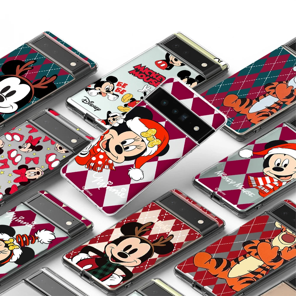 Disney merry christmas Funda de  phone case For Google pixel 7 6 8 A PRO anime cartoon Transparent silicone cover Gift