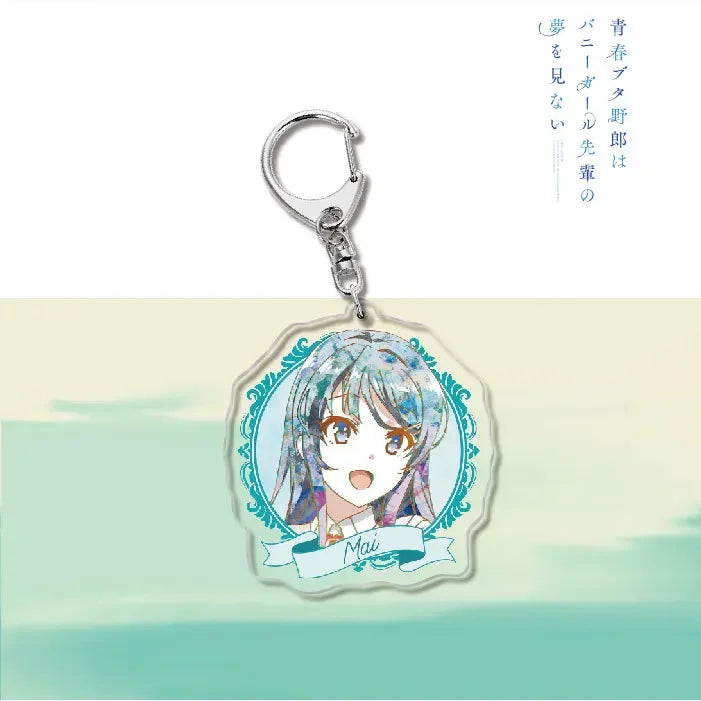 Anime Rascal Does Not Dream of Bunny Girl Keychain Cartoon Figure Senpai Sakurajima Mai Acrylic Pendant Keyring