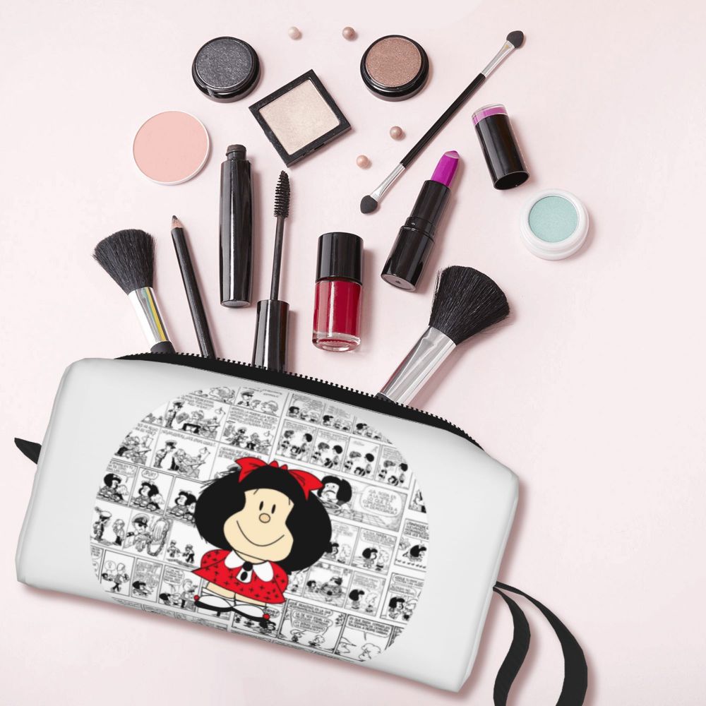 Custom Mafalda Balloon Heart Makeup Bag Women Travel Cosmetic Organizer Quino Manga Cartoon Storage Toiletry Bags Dopp Kit Case