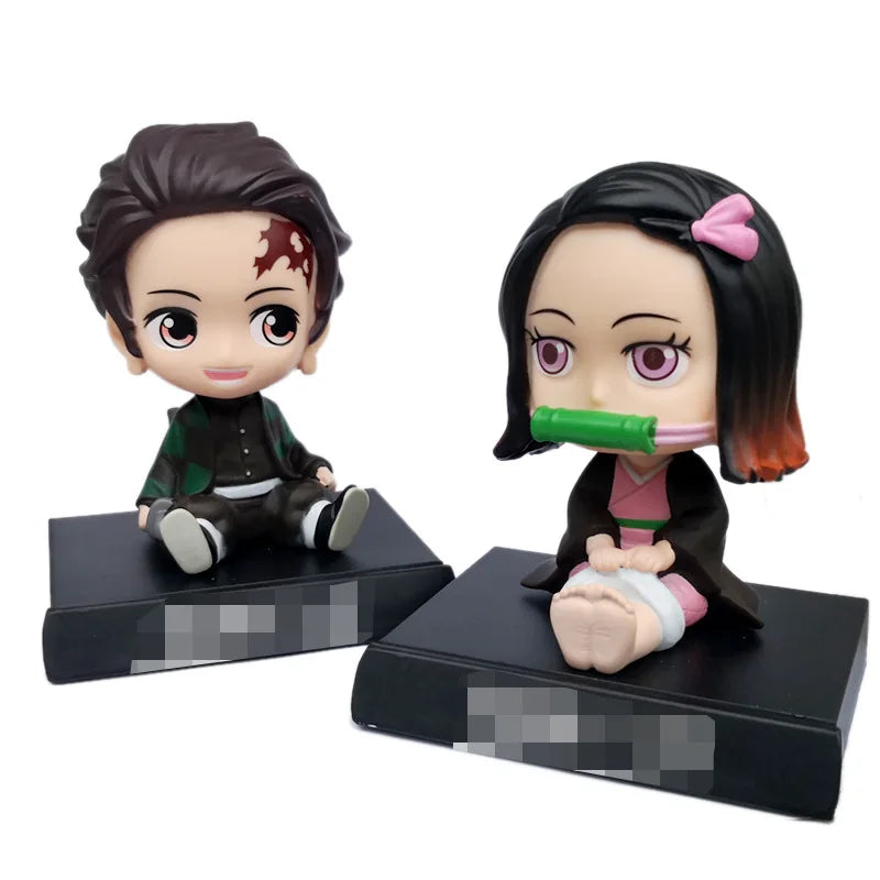 Anime Demon Slayer Car Decoration Tanjirou Nezuko Zenitsu Inosuke Action Figure Auto Interior Dashboard Ornament Accessories Toy