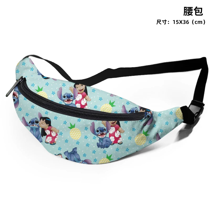 Disney Lilo & Stitch C54671 Anime Chest Bags Cartoon Customized Shoulder Waist Bag Casual Tote Storage Unisex Gift
