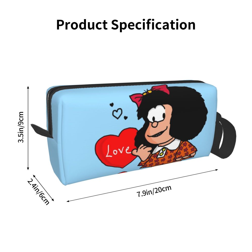 Custom Mafalda Balloon Heart Makeup Bag Women Travel Cosmetic Organizer Quino Manga Cartoon Storage Toiletry Bags Dopp Kit Case