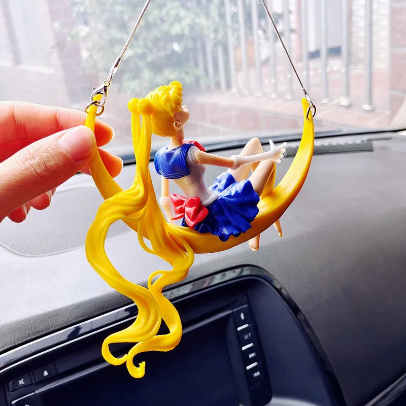 Car Pendant Cute Anime Swing Sailor Moon Hanging Auto Interior Rearview Mirror Beautiful girl Decoration Accessories Girls Gifts