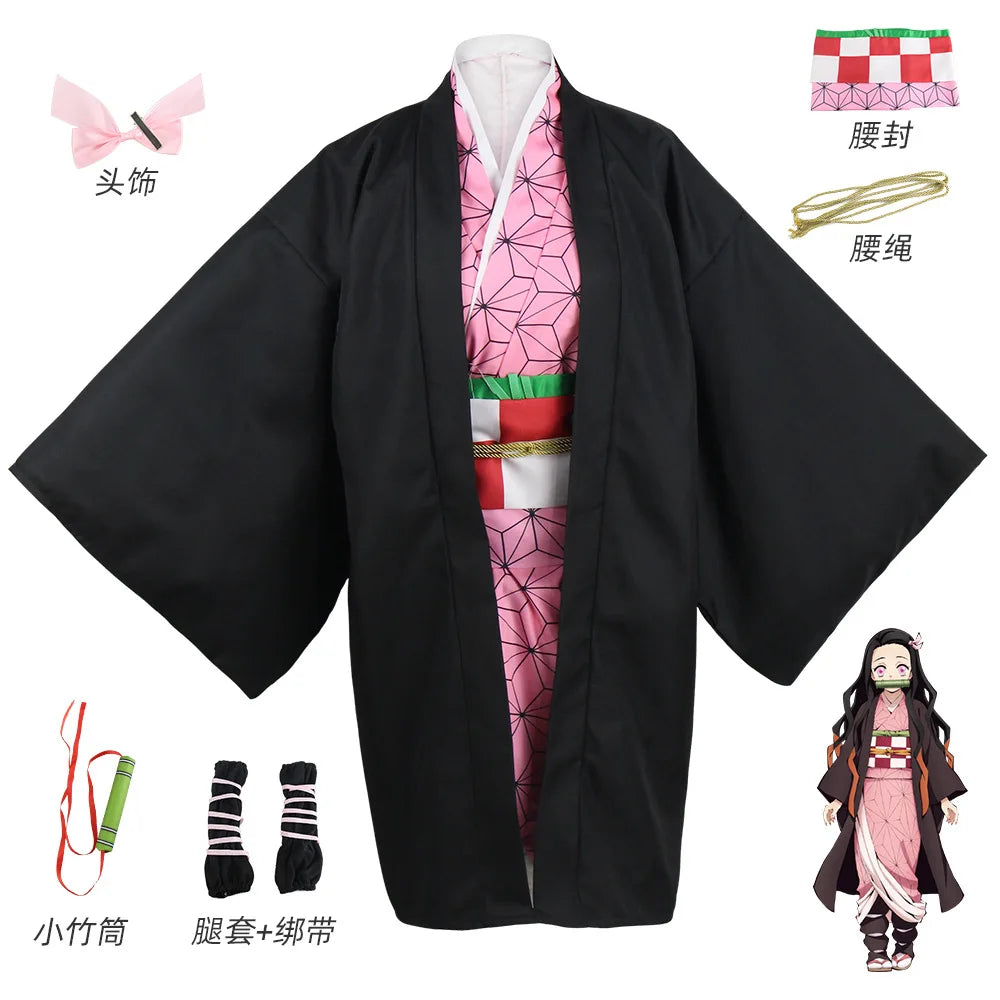 Demon Slayer Cosplay Tanjiro Nezuko Cosplay Kids Shinobu Costume Japanese Anime Cartoon Halloween Costume Christmas Gifts