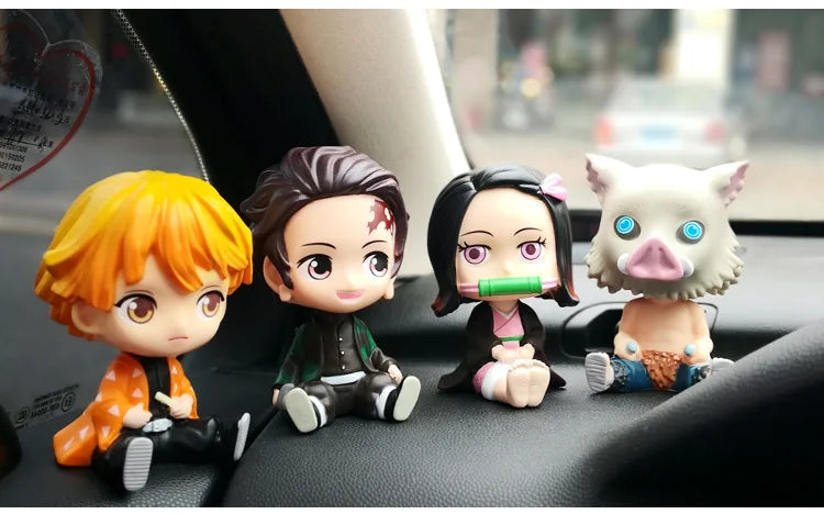Anime Demon Slayer Car Decoration Tanjirou Nezuko Zenitsu Inosuke Action Figure Auto Interior Dashboard Ornament Accessories Toy