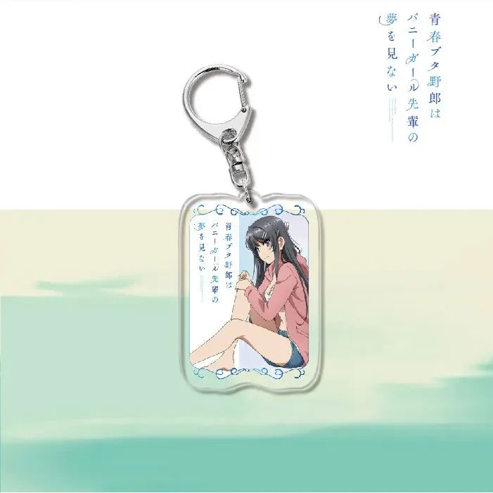Anime Rascal Does Not Dream of Bunny Girl Keychain Cartoon Figure Senpai Sakurajima Mai Acrylic Pendant Keyring