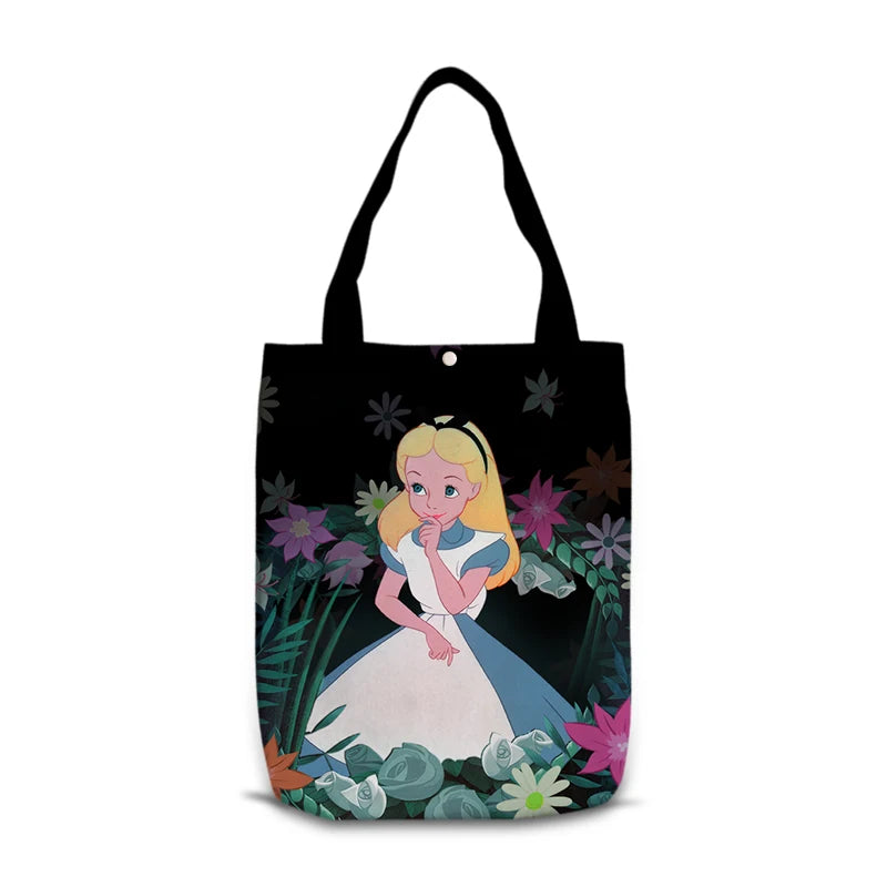 Disney Alice in Wonderland M0041 Anime Shoulder Bags Cartoon Customized Shopping Bag Casual Tote Storage Handbag Gift