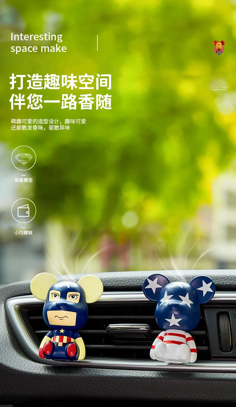Disney Anime Marvel Movie Figure Iron Man Captain America Model Car Air Freshener Ornament Auto Vent Perfume Decor Accessories