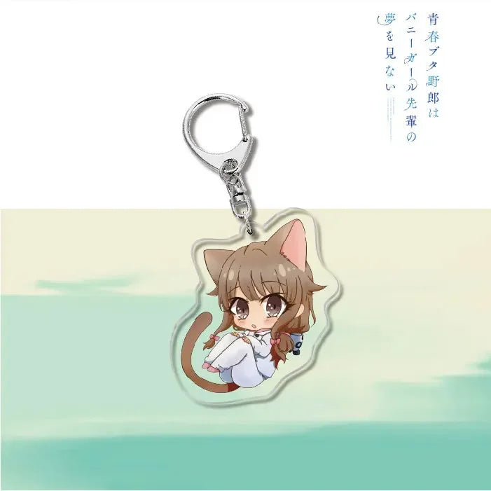Anime Rascal Does Not Dream of Bunny Girl Keychain Cartoon Figure Senpai Sakurajima Mai Acrylic Pendant Keyring